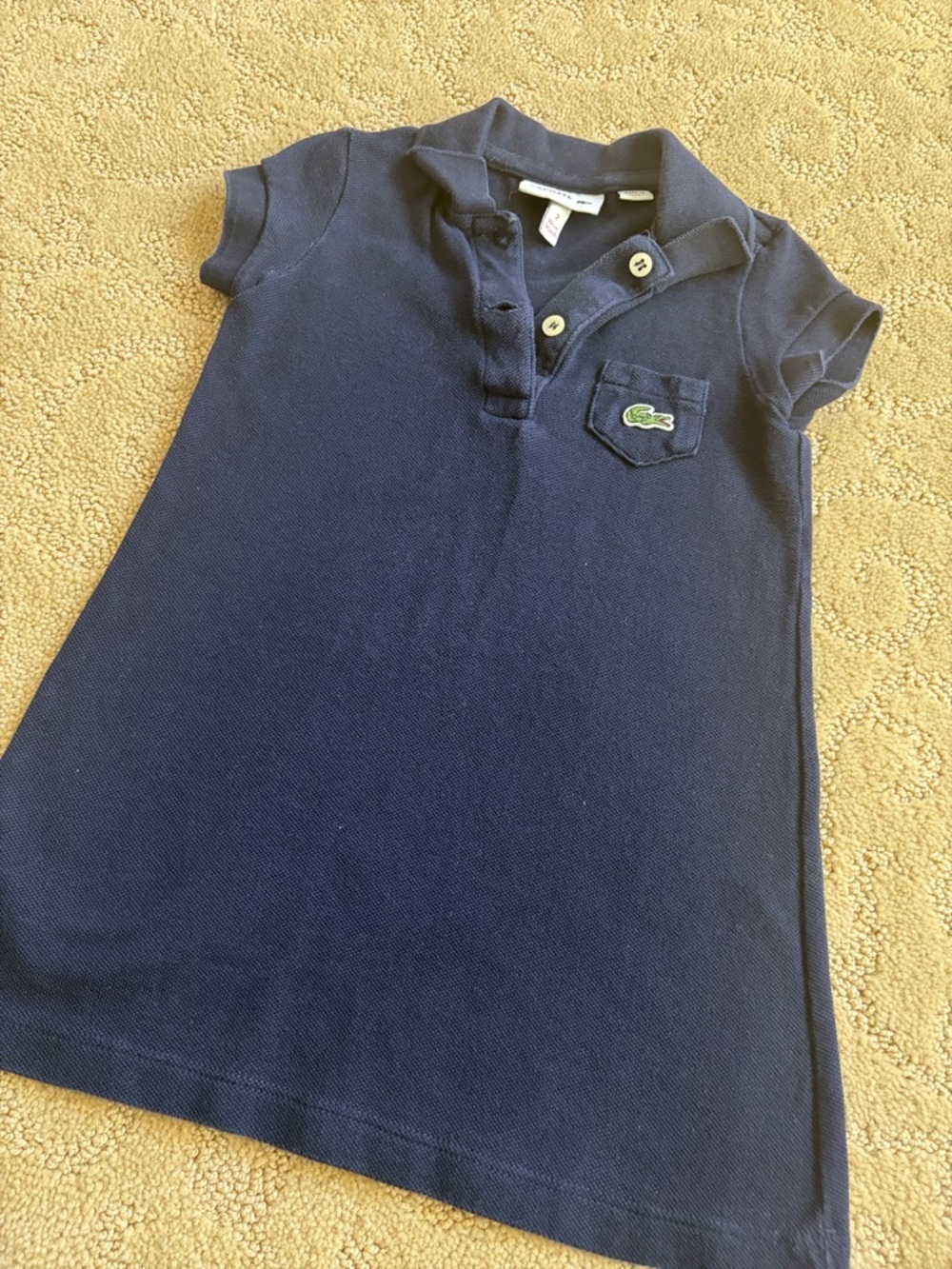 Lacoste Kids Navy Blue Polo Dress with Crocodile Logo - Picture 3 of 3
